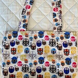Handmade Small Tote Bag – The Mandalorian - Mandalorian Helmets - Star Wars